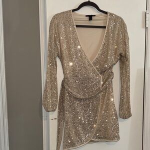 Forever 21 Gold Sequin Wrap Dress